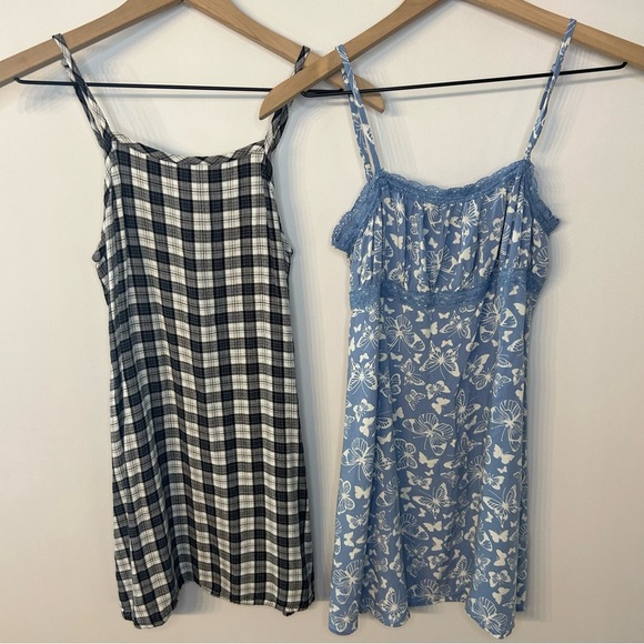 Lot of 2 Girls Art Class Dresses, Size L (10/12), Blue Butterflies, Black Plaid - Picture 1 of 8